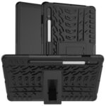 Anti-slip PC + TPU Combo Case with Kickstand for Samsung Galaxy Tab S7 T870 – Black