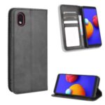 Vintage Style Wallet Stand Leather Phone Cover for Samsung Galaxy M01 Core/A01 Core – Black