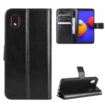 Crazy Horse Texture Wallet Stand Leather Phone Case for Samsung Galaxy A01 Core/M01 Core – Black