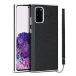Litchi Skin Genuine Leather Coated TPU Protective Case for Samsung Galaxy S20 Plus – Black