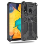 Hybrid PC TPU Kickstand Armor Dropproof Cover with Magnetic Metal Sheet for Samsung Galaxy A20/A30 – Black