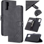 Wallet Leather Stand Shell Phone Cover with Lanyard for Samsung Galaxy Note 20/Note 20 5G – Black