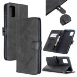 Wallet Stand PU Leather Cell Phone Cover with Lanyard for Samsung Galaxy A51 5G SM-A516 – Black