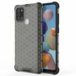 Honeycomb Pattern Shockproof TPU + PC Hybrid Cover for Samsung Galaxy A21s – Black