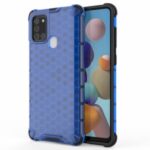 Honeycomb Pattern Shockproof TPU + PC Hybrid Cover for Samsung Galaxy A21s – Blue
