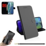 Mirror-like Surface Flip Leather Wallet Stand Protective Case for Samsung Galaxy Note 20 5G / Galaxy Note 20 – Black