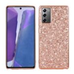 Glittering Sequins Plated TPU Frame + PC Hybrid Case for Samsung Galaxy Note 20 / Note 20 5G – Rose Gold