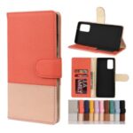 Color Splicing Cross Texture PU Leather Wallet Stand Phone Cover for Samsung Galaxy Note 20 5G / Galaxy Note 20 – Orange