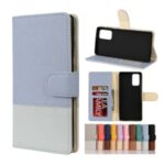 Color Splicing Cross Texture PU Leather Wallet Stand Phone Cover for Samsung Galaxy Note20 Ultra 5G / Galaxy Note20 Ultra – Baby Blue