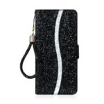 Glittery Powder Splicing Wallet Stand Leather Shell for Samsung Galaxy Note 20/Note 20 5G – Black