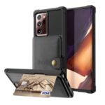 Leather Coated TPU Case with Wallet Kickstand Built-in Magnetic Sheet for Samsung Galaxy Note20 Ultra/Note20 Ultra 5G – Black