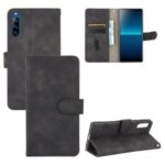 Skin-touch with Wallet Stand Leather Cell Phone Cover for Sony Xperia L4 – Black