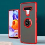 360° Rotatable Ring Kickstand Matte Surface PC + TPU Hybrid Shell for LG Stylo 6 – Red/Black Button
