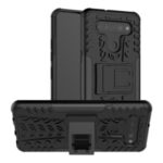 Anti-slip PC + TPU Combo Case with Kickstand for LG K41S/K51S – Black
