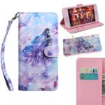 Light Spot Decor Patterned Leather Wallet Shell for LG K61 – Howling Wolf