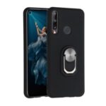 Kickstand Silicone Cell Phone Case [Built-in Metal Sheet] for Huawei Y6p – Black