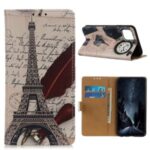 Pattern Printing PU Leather Wallet Stand Phone Shell for Huawei Enjoy 20 – Eiffel Tower and Letters