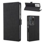 VILI DMK Cross Texture Double Magnetic Clasp Leather Wallet Stand Case for Huawei P40 Pro Plus – Black