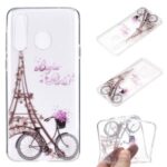 Pattern Printing Soft TPU Protector Cover for Huawei Y6p – Eiffel Tower and Bicycle