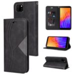 Splicing Auto-absorbed Leather with Card Holder Cover for Huawei Y5p – Black