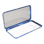 Magnetic Metal Frame + Double-sided Tempered Glass Anti-peep Case Shell for Huawei P Smart 2020 – Blue