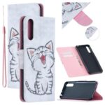 Pattern Printing Leather Wallet Stand Case for Huawei P Smart S/Y8p – Happy Cat