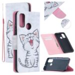 Pattern Printing Leather Wallet Case Cover for Huawei P smart 2020 – Happy Cat