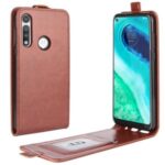 Crazy Horse Vertical Leather Card Holder Case for Motorola Moto G Fast – Brown