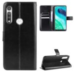 Crazy Horse Leather Wallet Case Cover for Motorola Moto G Fast – Black
