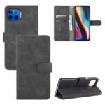 Skin-touch Wallet Stand Leather Flip Cover for Motorola Moto G 5G Plus – Black