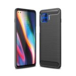 Brushed TPU Cover Carbon Fiber Protective Shell for Motorola Moto G 5G Plus – Black