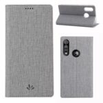 VILI DMX Cross Texture Card Holder Protective Leather Case for Motorola Moto G Fast – Grey