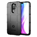 Rugged Square Grid Texture Thicken Anti-shock TPU Phone Case for Xiaomi Redmi 9 – Black