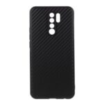 Carbon Fiber TPU Case Protective Phone Shell for Xiaomi Redmi 9 – Black