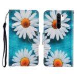 Pattern Printing Flip Leather Case Wallet Phone Cover with Stand for Xiaomi Redmi 9 – White Flowers