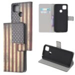 Pattern Printing Wallet Leather Stand Case for Xiaomi Redmi 9C – Retro American Flag