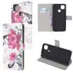 Pattern Printing Wallet Leather Stand Case for Xiaomi Redmi 9C – Purple Flowers