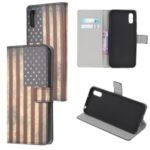 Pattern Printing Magnetic Leather Stand Case for Xiaomi Redmi 9A – Retro American Flag