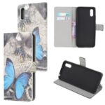 Pattern Printing Magnetic Leather Stand Case for Xiaomi Redmi 9A – Blue Butterfly