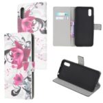 Pattern Printing Magnetic Leather Stand Case for Xiaomi Redmi 9A – Purple Flowers