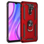 Hybrid PC TPU Kickstand Armor Phone Case Shell for Xiaomi Redmi 9 – Red