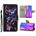 Pattern Printing Magnetic Leather Stand Case for Xiaomi Redmi 9C – Butterfly and Flower