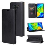 Crazy Horse Auto-absorbed Leather Wallet Cover for Xiaomi Redmi Note 9/Redmi 10X 4G – Black