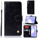 Premium Vintage Leather Wallet Stand Case for Xiaomi Redmi 9A – Black