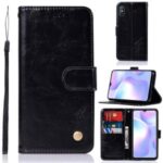 Premium Vintage Leather Wallet Stand Case for Xiaomi Redmi 9A – Black