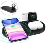 A04 3-in-1 Multifunctional Wireless Charger 10W Charging Dock Station Holder Stand fo Apple Watch AirPods and Qi Standard Smartphones – Black
