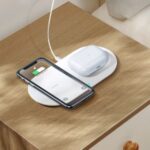 JOYROOM JR-A26 2 in 1 15W Mobile Phone+Earphone Qi Certification Wireless Fast Charger – White