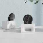 DIROSE W1 Mobile Phone Holder Wireless Charger Passive Speaker 3 in 1 – White / Black