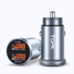 TOPK G210 18W Dual USB Ports (QC3.0 + 2.1A) Car Charger – Silver