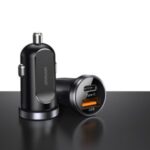 JOYROOM C-A08 QC3.0+PD Mini 30W Dual USB Ports Fast Charging Smart Car Charger – Black